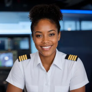 Fictional young airline pilot portrait