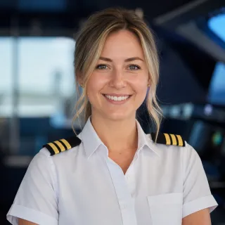 Fictional young airline pilot portrait