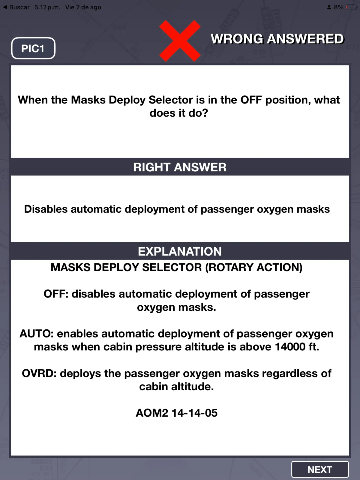 Wrong answer with detailed explanation on iPad