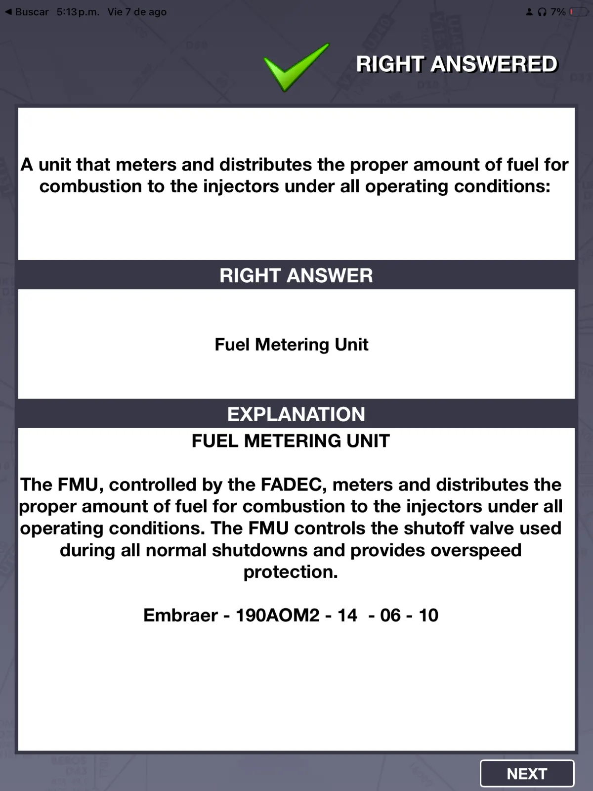 Correct fuel metering unit answer and explanation on iPad